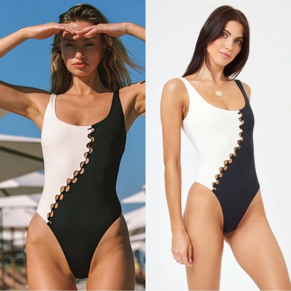 NWT | L*SPACE Solstice One Piece Swimsuit Black/Creme Size XS - Picture 1 of 6
